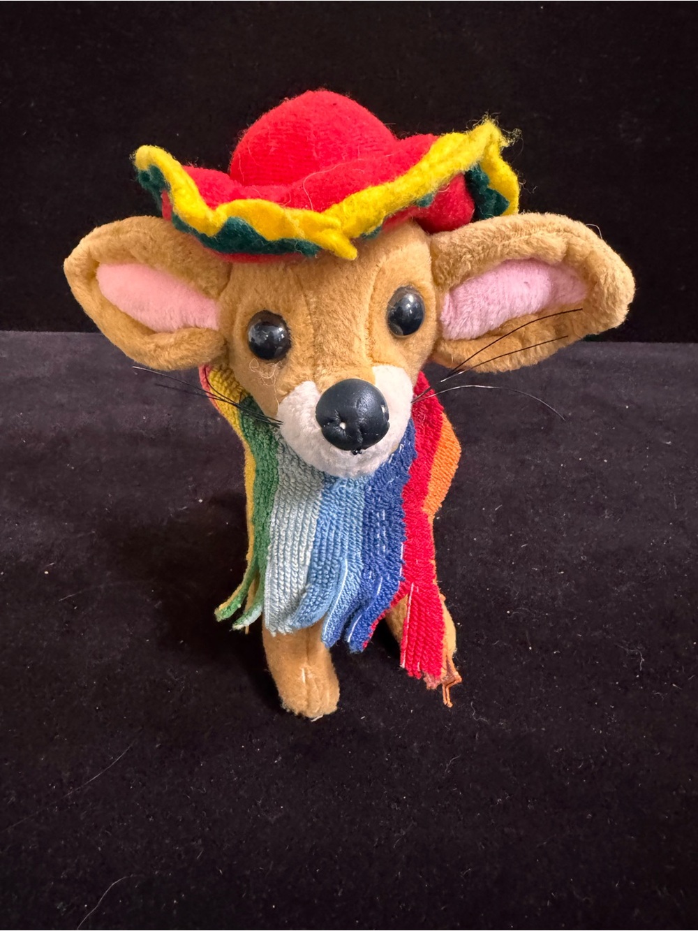 Vintage Goffa® Chihuahua Dog in Serape Poncho and Sombrero 6" Stuffed Plush Toy